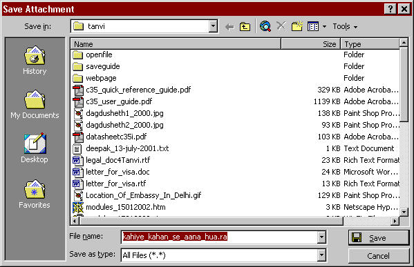 Save in the directory of your choice